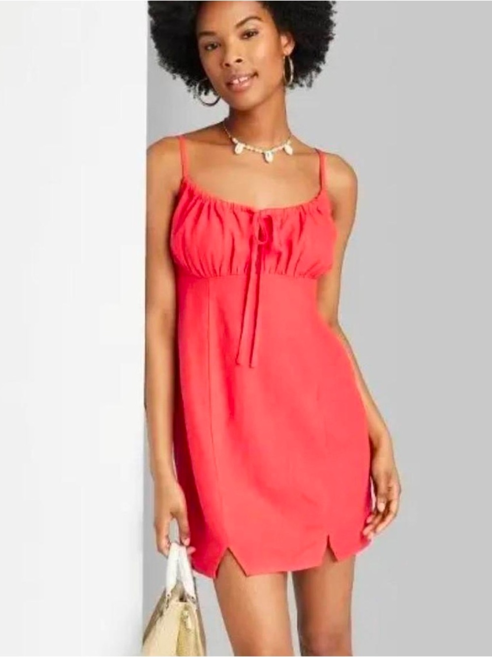Wild Fable Linen Coral Red Mini Dress